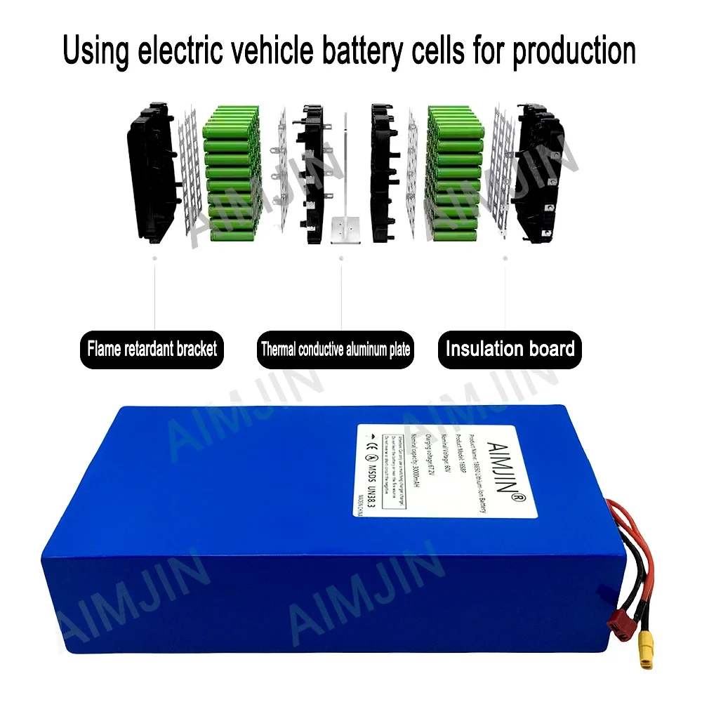 Bateria de Lítio Nova 16S8p 10 - 60V 50Ah Electric Scooter Battery avaliação e preço