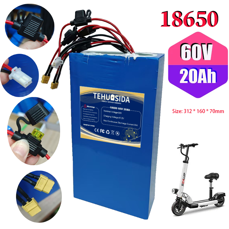 60V 20Ah 18650 16S6P Bateria d - 60V 50Ah Electric Scooter Battery avaliação e preço